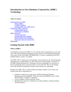 Introduction to Java Database Connectivity (JDBC) Technology