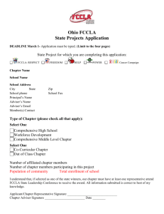 Ohio FCCLA State Projects Application DEADLINE March 1