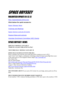 SPACE ODYSSEY VOLUNTEER UPDATE 01.12.12 http