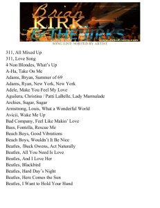 SONG LIST: SORTED BY ARTIST 311, All Mixed Up 311, Love Song
