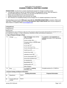 CHANGE FORM for EXISTING COURSE