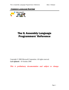 The IL Assembly Language Programmers' Reference