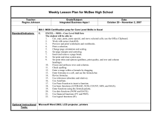 Weekly Lesson Plan for Long Middle School