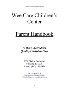 Parent Handbook - Wee Care Children's Center