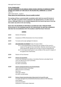 Meeting Tuesday 19th May Agenda