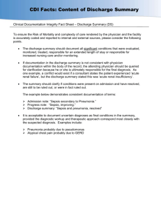 Clinical Documentation Integrity Fact Sheet – Discharge Summary