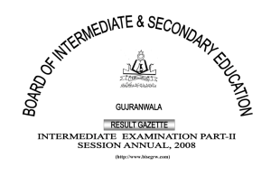 DOC - Board of Intermediate & Secondary Education, Gujranwala