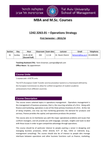 MBA and M.Sc. Courses 1242.3263.01 – Operations Strategy First