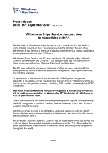 Press release Date: 16th September 2009 Ref. WSS 050 Wil