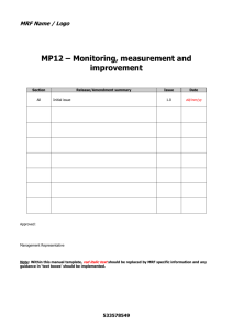 MP12 Monitoring, Measurment and Improvement