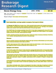 Devon Energy Corp. (DVN – NYSE) $21.26 Note: More details to
