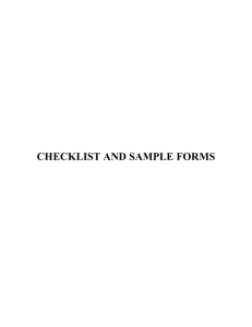 Checklist and Sample Forms
