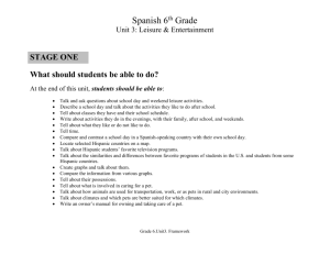Spanish 6th Grade: Unit 3 Leisure and Enter