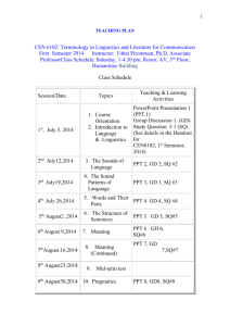 1 TEACHING PLAN CEN 6102: Terminology in Linguistics and