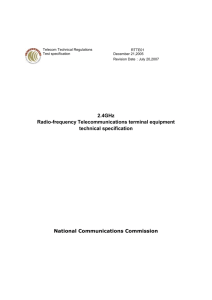 Telecom Technical Regulations Test specification RTTE01