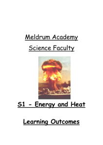 Learning Outcomes for Energy and Heat
