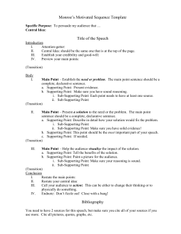 Monroe`s Motivated Sequence Outline