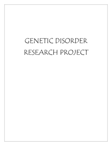 GENETICS DISORDER RESEARCH PROJECT