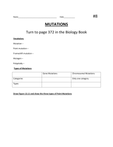 Mutations - MrCarlsonsBiologyClass