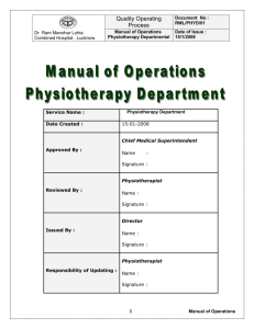 Physiotherapy Department Operational Policy