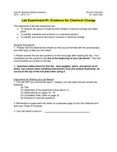 Lab Experiment #1- Evidence for Chemical Change