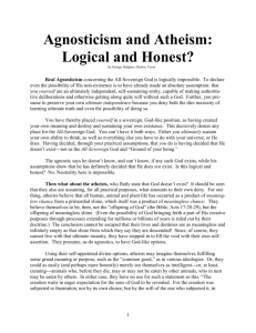 Agnosticism and Atheism - Behold The Lamb of God