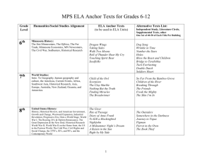 MPS ELA Grades 6-12 Anchor Texts