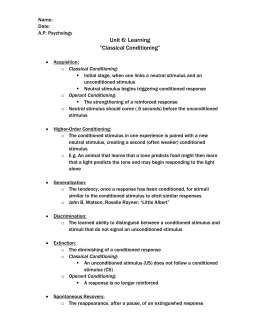 Classical Conditioning Worksheet