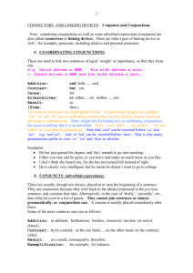 Link to grammar of CONJUNCTS and CONJUNCTIONS
