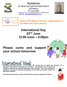 Newsletter St. Anne Line Catholic Infant School & Nursery 21st June