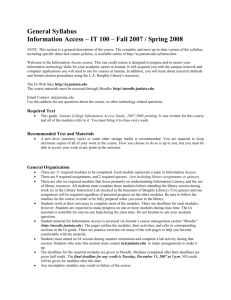 General Syllabus Information Access – IT 100 – Fall 2007 / Spring