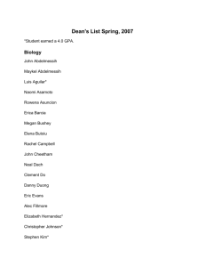 Dean's List Spring, 2007
