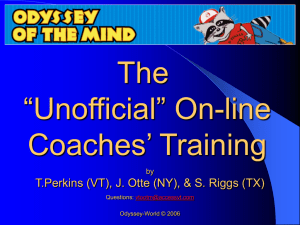 "Unofficial" Odyssey of the Mind Coaches Training