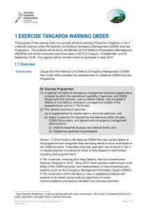 1 exercise tangaroa warning order - Ministry of Civil Defence and