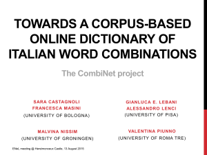 Towards a corpus-based online dictionary of Italian Word