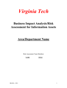 Business Impact Analysis/Risk Assessment for Information Assets