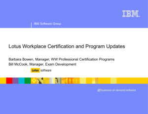 IBM Certified Administrator - Lotus Workplace