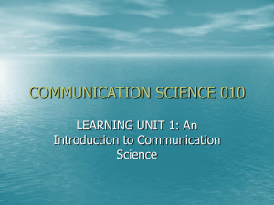 COMMUNICATION SCIENCE 010