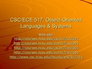 CSC/ECE 517: Object-Oriented Languages & Systems