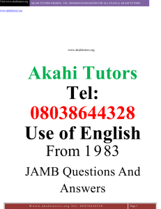Akahi Tutors nigeria tel: 08038644328 register for all exam @ Akahi