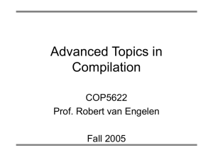 COP5622 Advanced Topics in Compilation