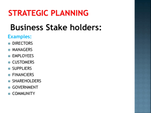 Strategic planning I..