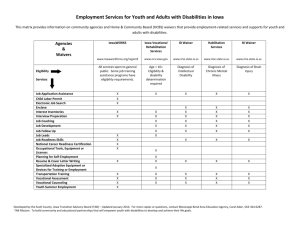 Employment Matrix of Services and Providers