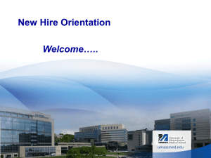 New Hire Orientation - University of Massachusetts Medical School