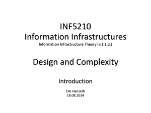 INF 5210 Information Infrastructures & Complexity Introduction