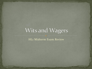 Wits and Wagers Midterm Review - IB HL 2009