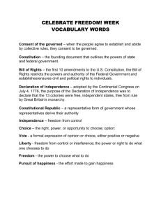 Celebrate Freedom Week Vocabulary Words