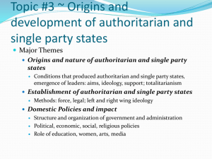 Topic #3 ~ Origins and development of authoritarian