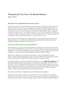 Financial and Tax News for Broker/Dealers