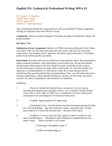 MWA 2: Recommendation Report - Technical Communication
